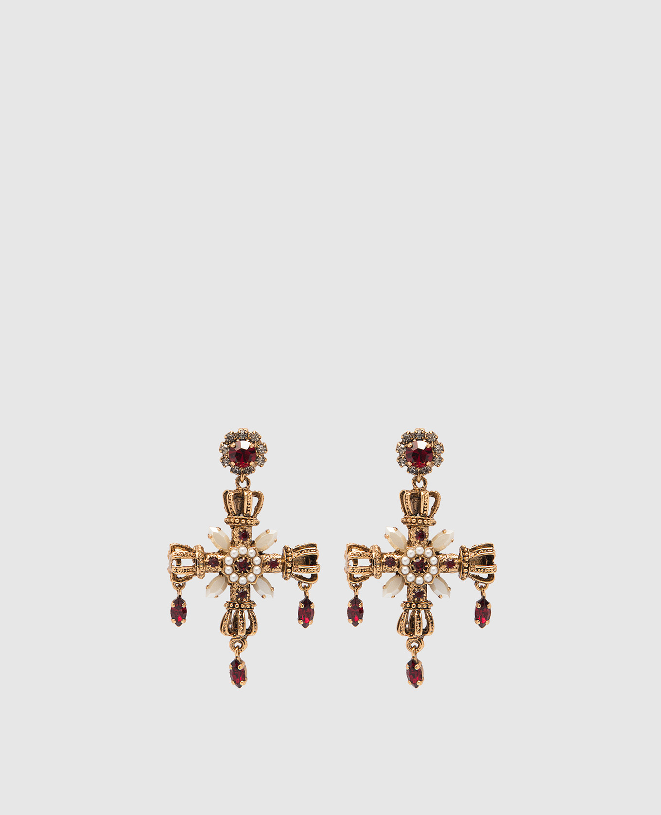 

Paia or croce golden earrings with beads and crystals CelesteG