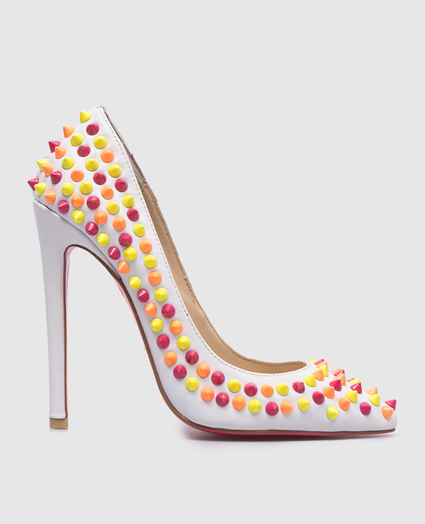 White leather shoes with spikes kandee