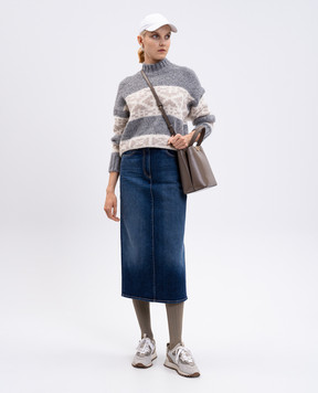 Peserico Blue denim skirt with a frayed effect A05781L66Q04291
