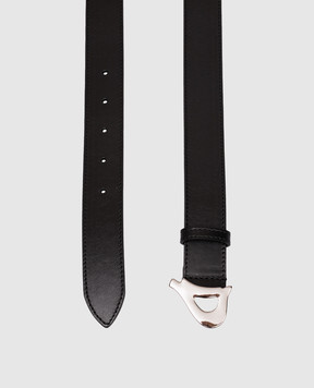 Dondup Black leather belt with logo WC270PL0606DXXX