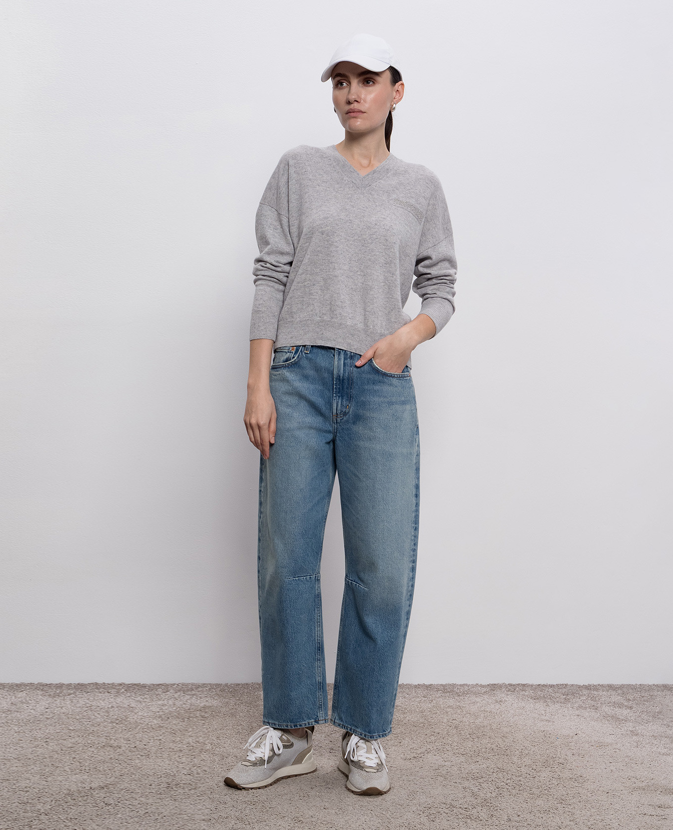 

Gray wool, silk and cashmere pullover Peserico, Grey