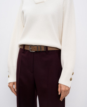 Brunello Cucinelli Brown leather belt with monil chain M0JUMC33U