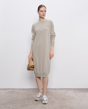 Peserico Green midi dress made of wool, silk and cashmere A92269F129283A
