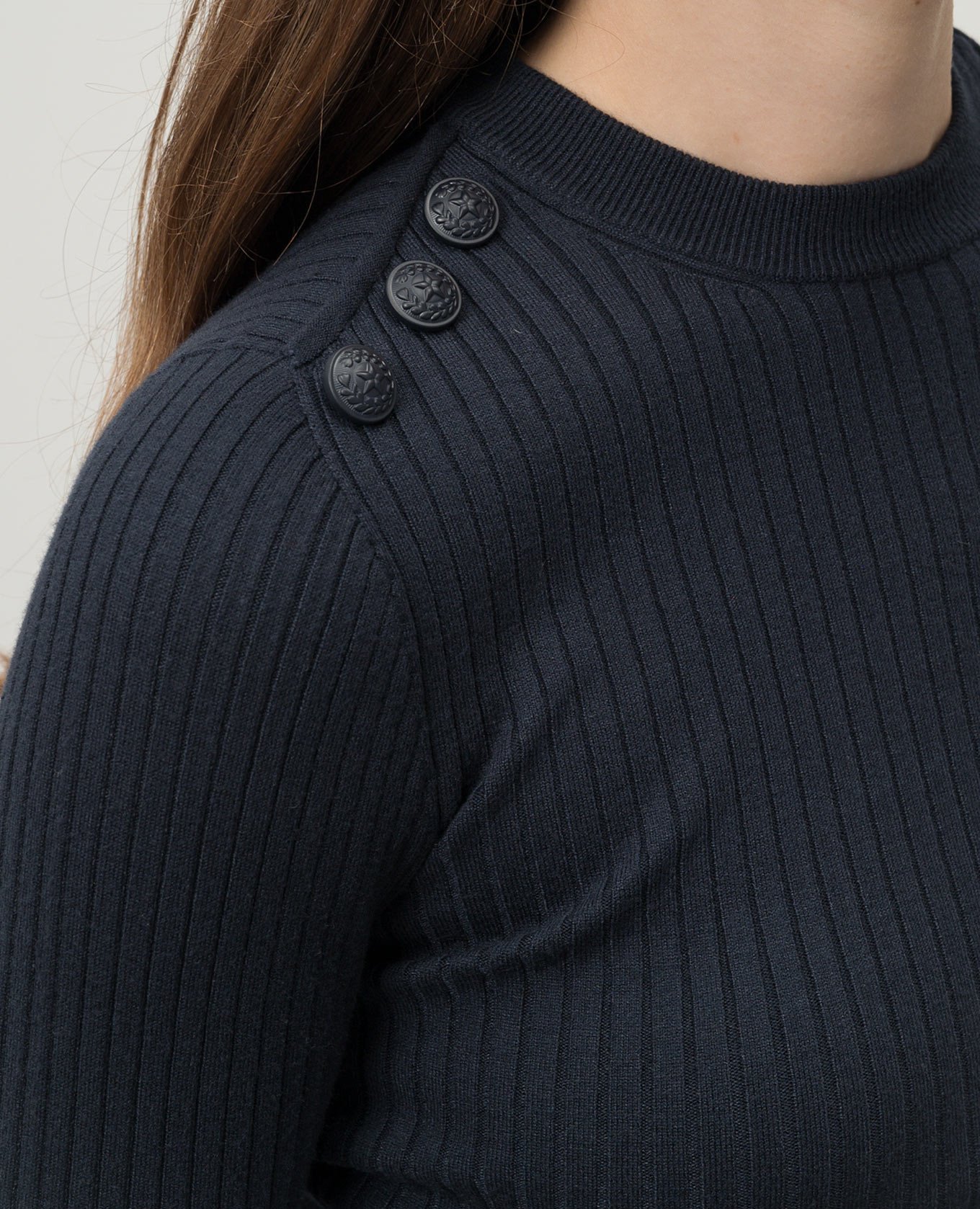 

Blue ribbed jumper with metallic logo Dondup