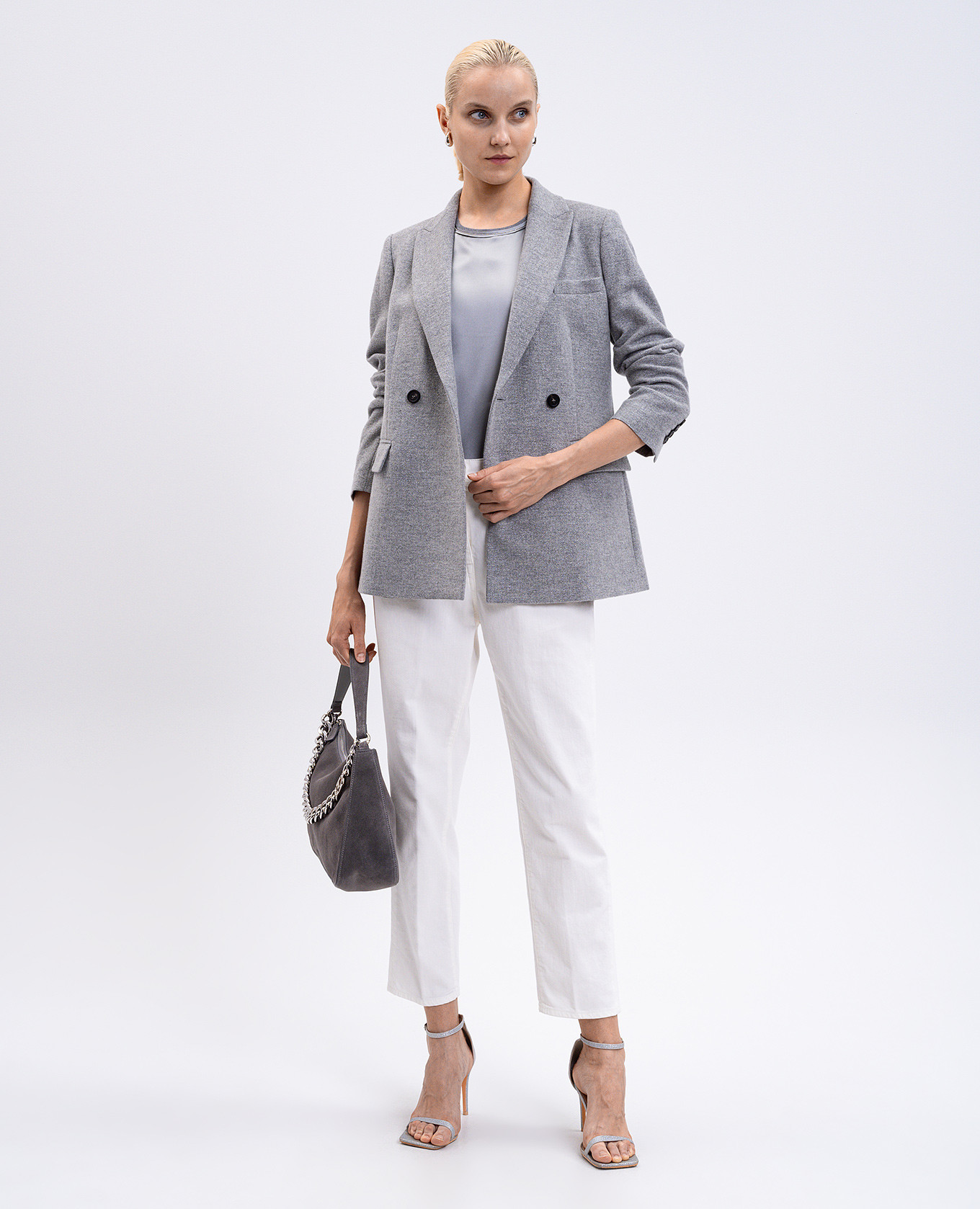 

Gray silk top with monil chain Peserico, Grey