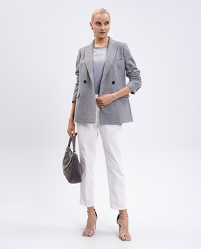 Peserico Gray silk top with monil chain S068082372D