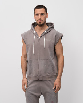 Maison Margiela MM6 Grey sleeveless sports jacket with vintage effect SH2HG0005M25013