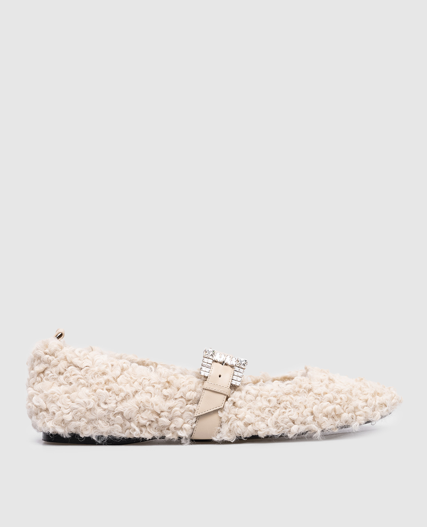 Beige twenty buckle ballet flats with crystals sergio rossi