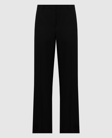 Black straight pants made of wool