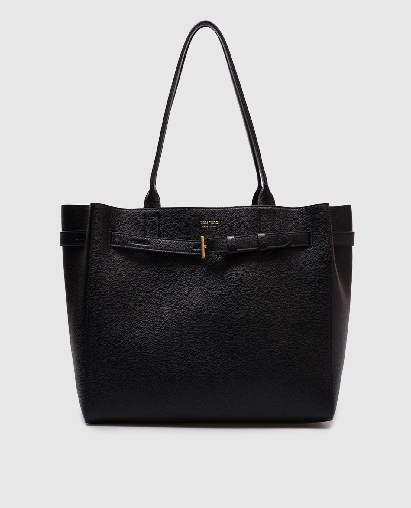 

Audrey black leather tote bag with logo Tom Ford