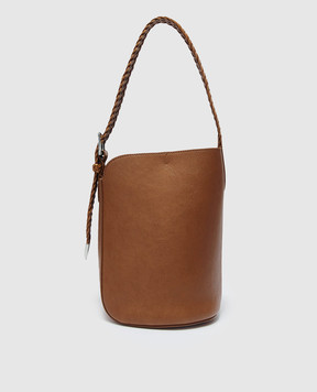J&M DAVIDSON Brown leather bucket bag Quiver with weaving LMQB0PLTNAN