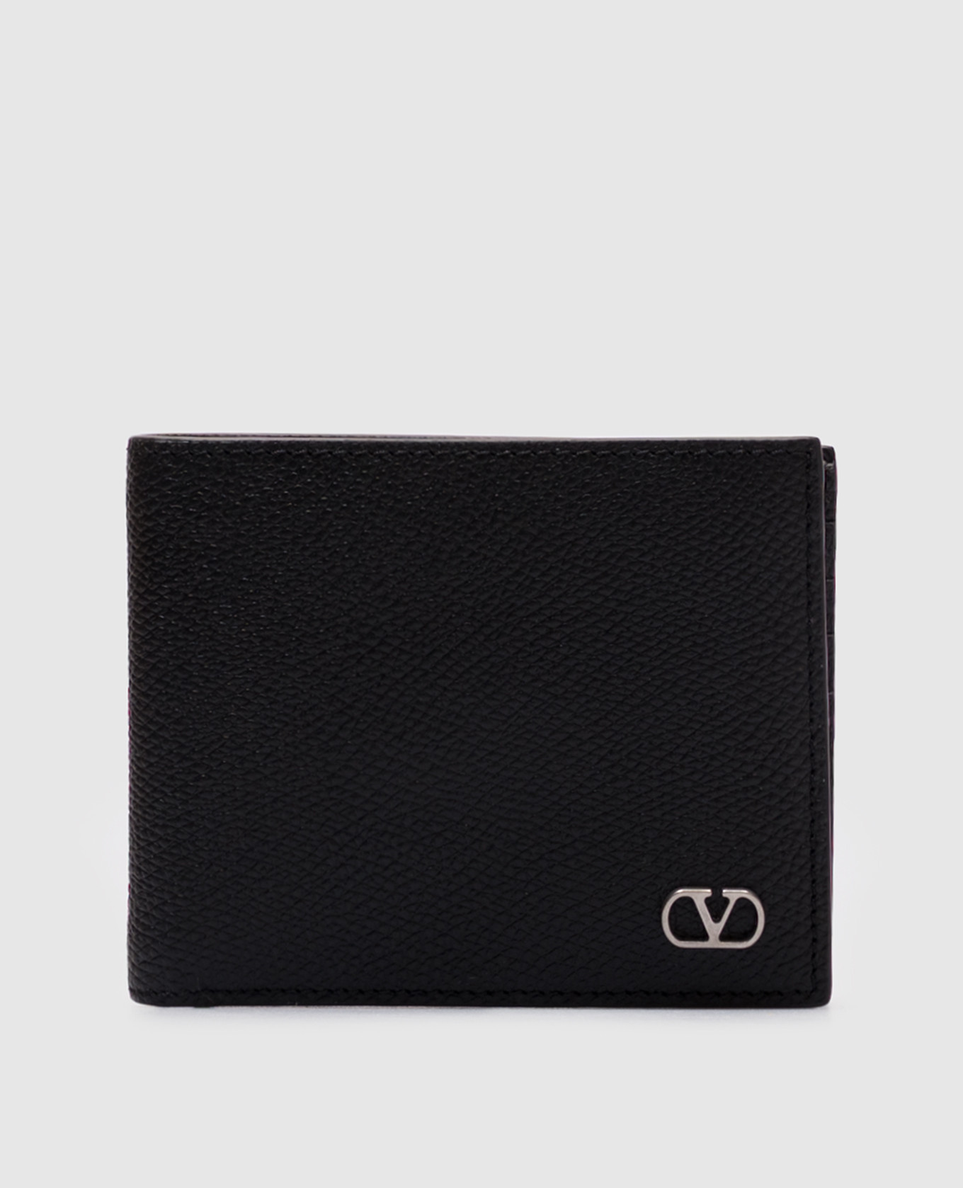 

Black leather wallet with logo Valentino