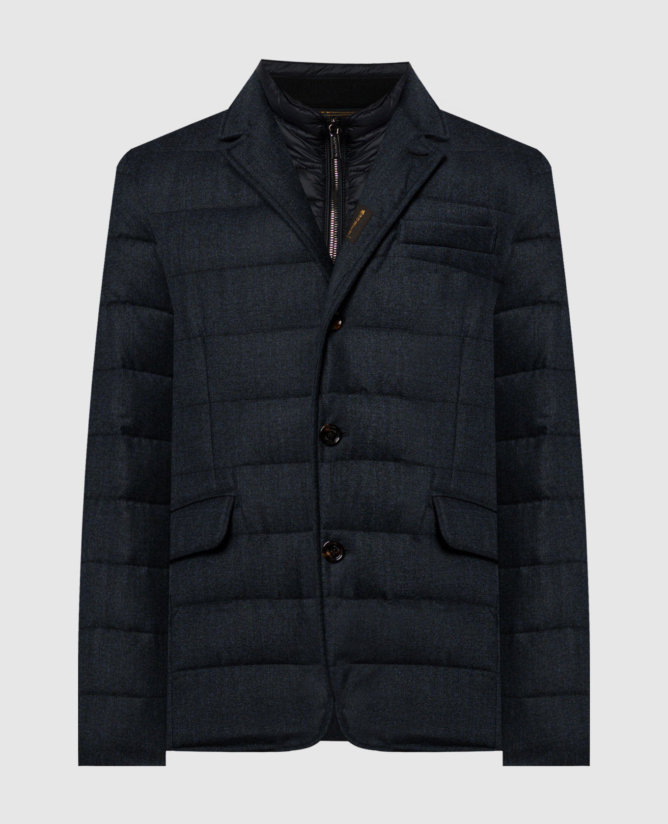 

Blue down jacket made of wool and cashmere with a removable bar MooRER