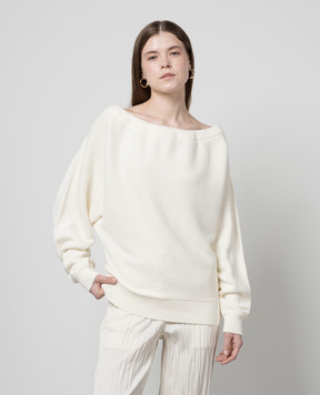 Helmut Lang White jumper with open shoulders O01HW715