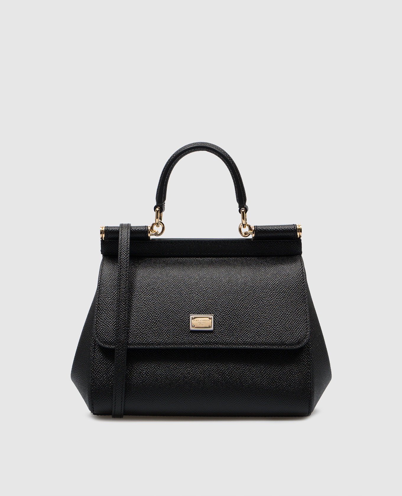 

Sicily black leather satchel bag with logo Dolce&Gabbana