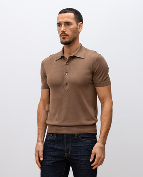 Tom Ford Brown silk polo shirt KPS025YMS111S25
