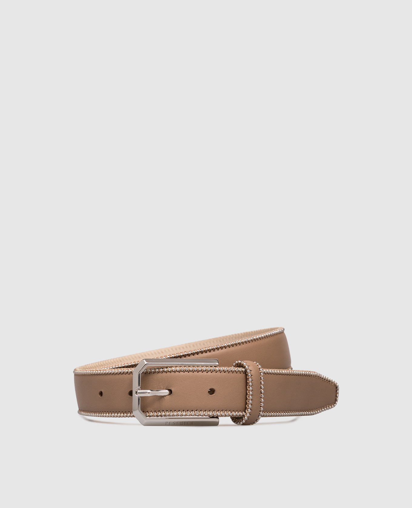 

Beige leather belt with monil chain Peserico