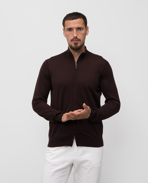 Stefano Ricci Brown cashmere and silk cardigan K606125R30F25302