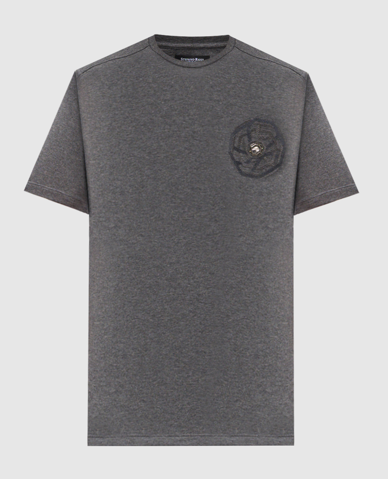 Gray T-shirt with emblem Stefano Ricci
