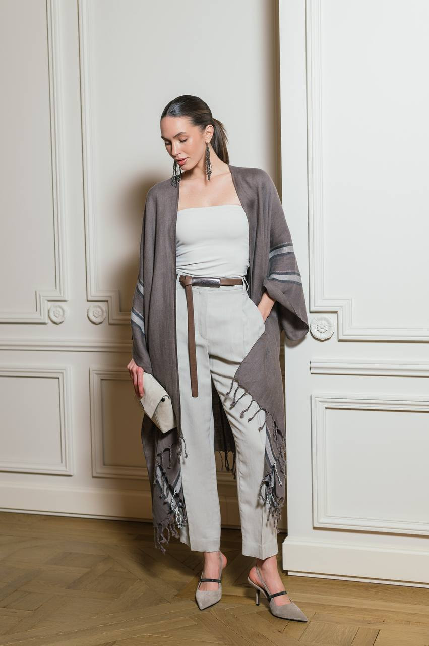 

Gray linen pants with monil chain Brunello Cucinelli, Grey