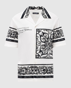 Dolce&Gabbana White Hawaii shirt with Majolica print G5JH9TII7HN