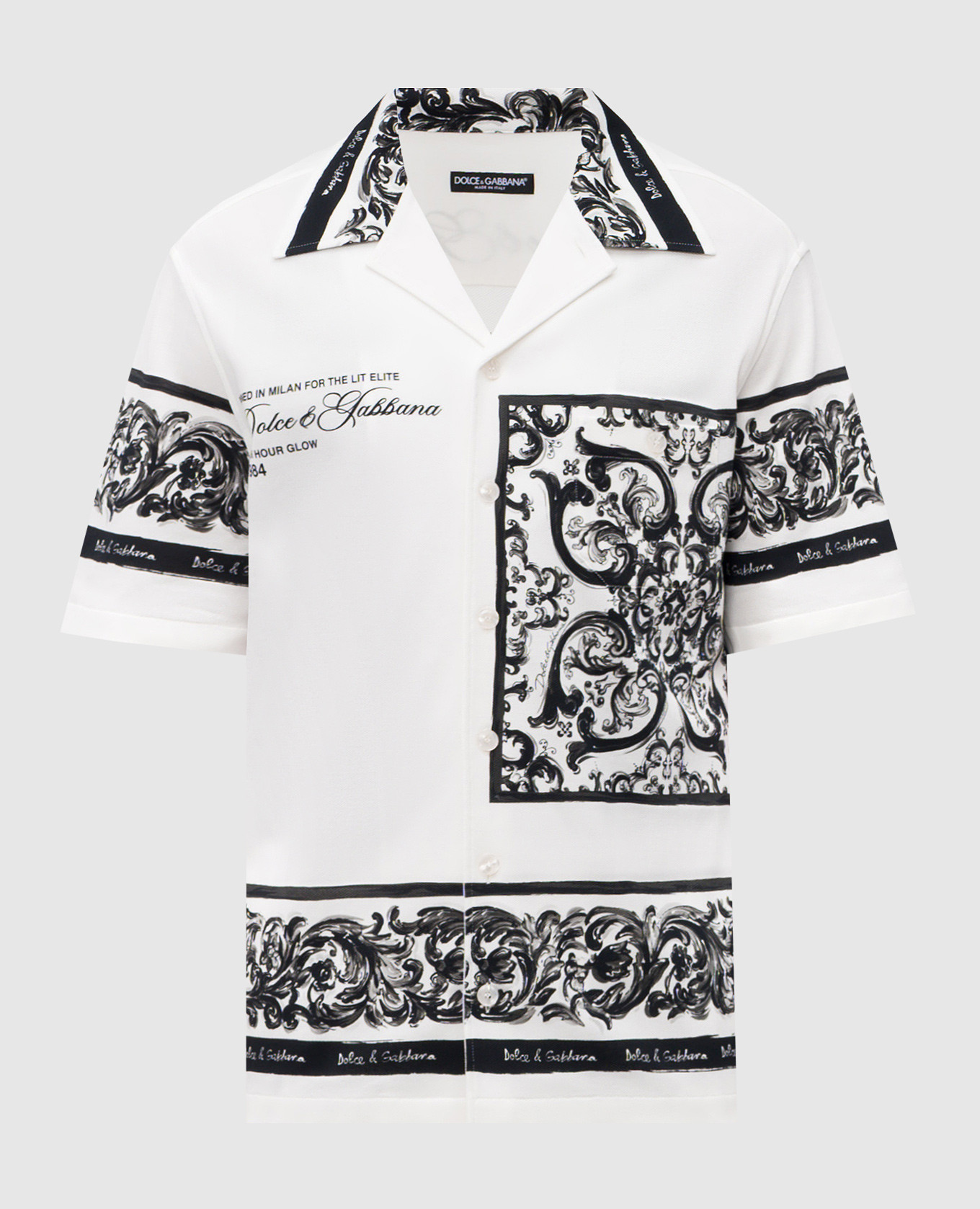White Hawaii shirt with Majolica print Dolce&Gabbana