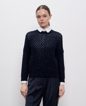 Peserico Blue wool sweater with sequins A99314F0509285