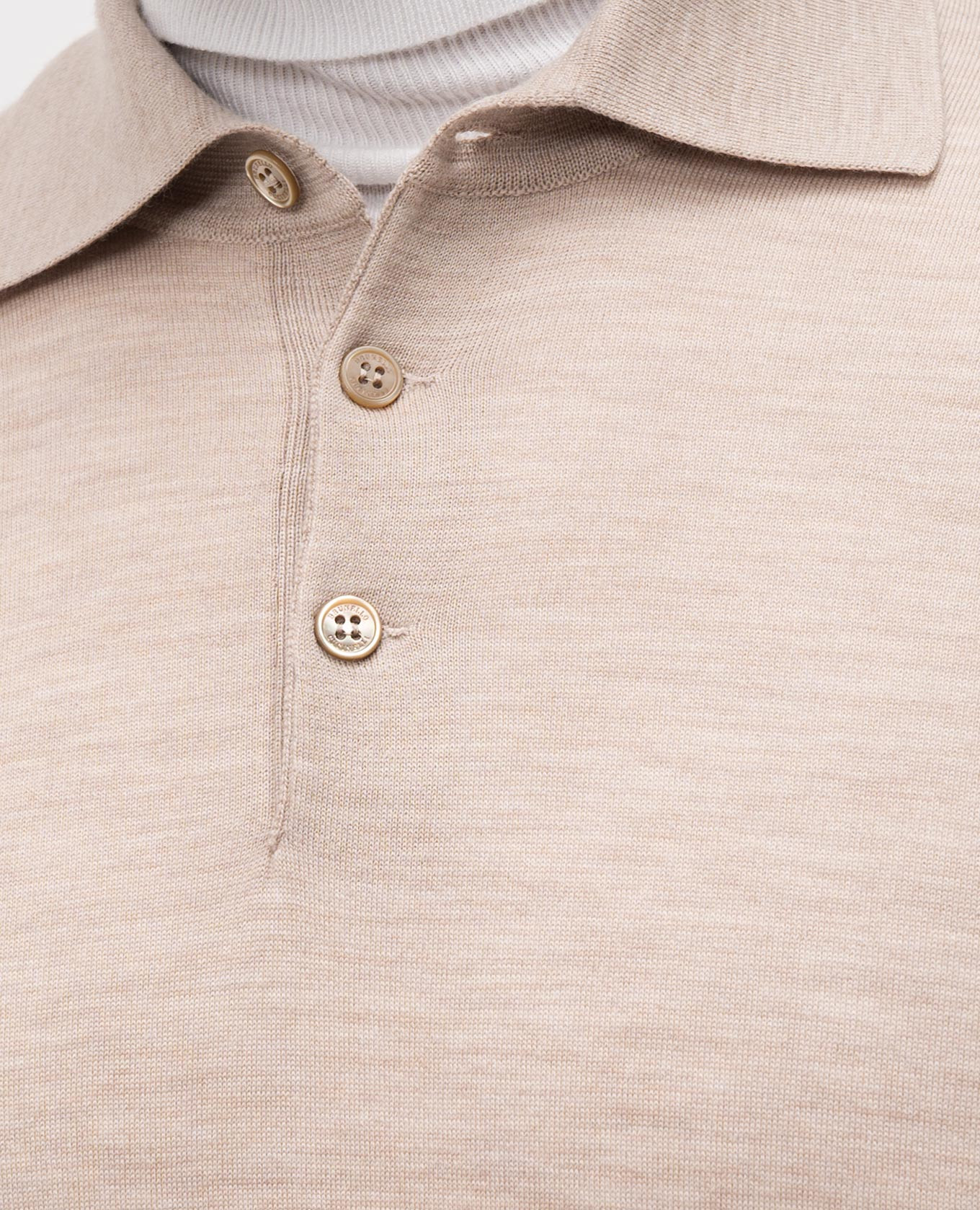 

Beige melange wool and cashmere polo shirt Brunello Cucinelli