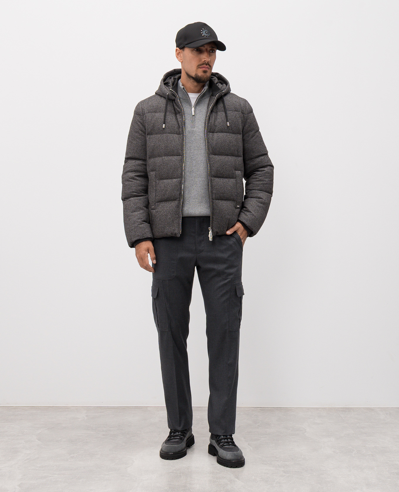 

Grey wool cargo with logo Stefano Ricci
