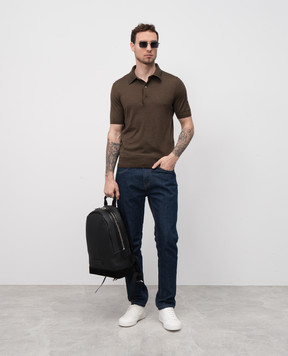 Tom Ford Brown cashmere and silk polo shirt KPS027YMK005S23