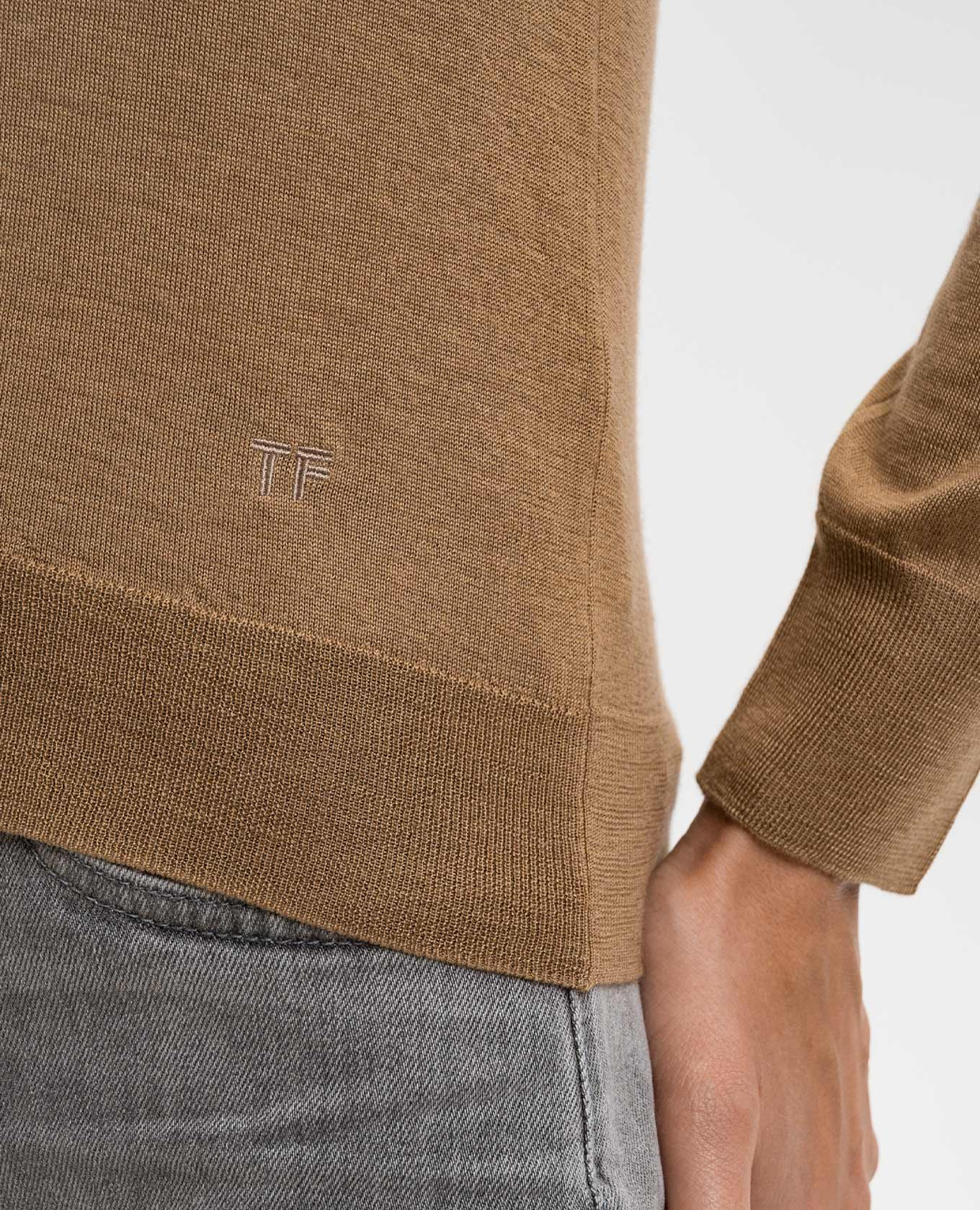 Brown cashmere and silk pullover with monogram logo Tom Ford 4
