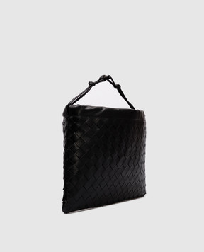 Bottega Veneta Black leather woven pouch bag with weaving 796728V3IV1