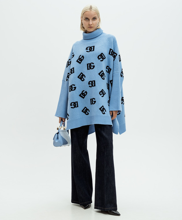Dolce&Gabbana DG logo monogram pattern wool sweater in blue FXV08TJCVZM image 2
