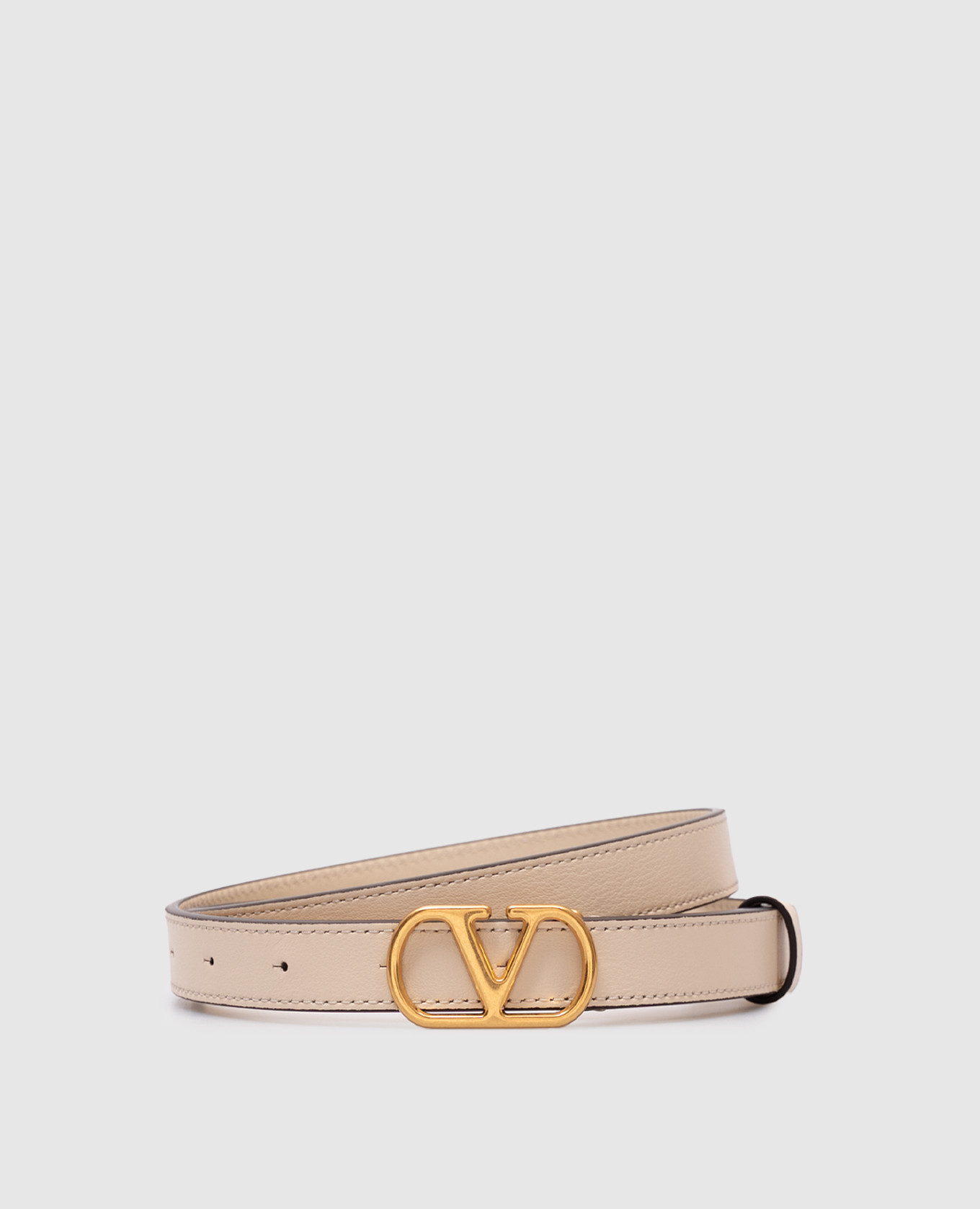 Beige leather belt with VLogo emblem Valentino