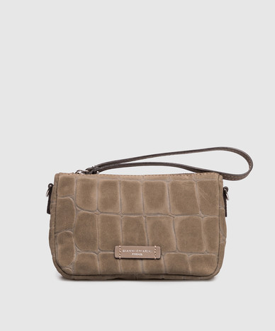 Beige suede cross-body bag Nora