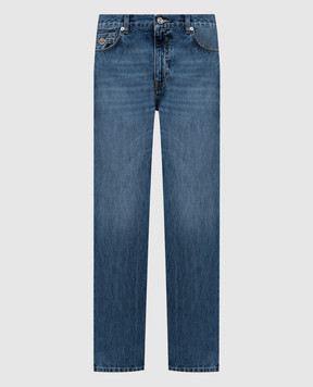 Versace Blue jeans with leather logo patch 10177751A13585