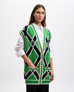 Gucci Green vest in a geometric pattern 754604XKDGP