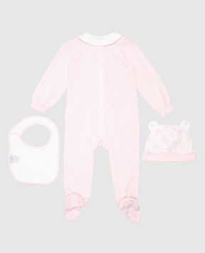 Dolce&Gabbana Baby pink set of jumpsuit, hat and bib with logo L2JO3RG7O1R