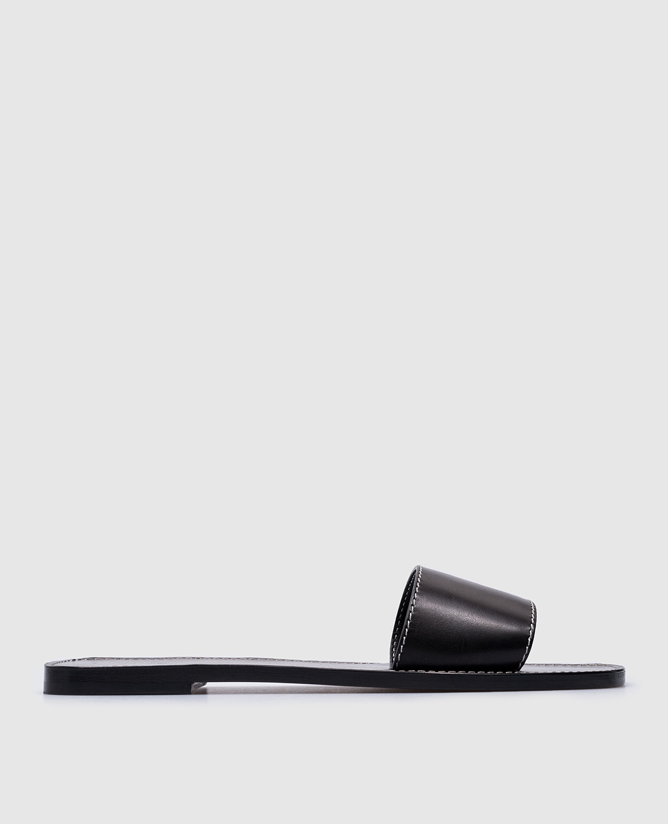 

Black leather flip flops Link The Row, Черный