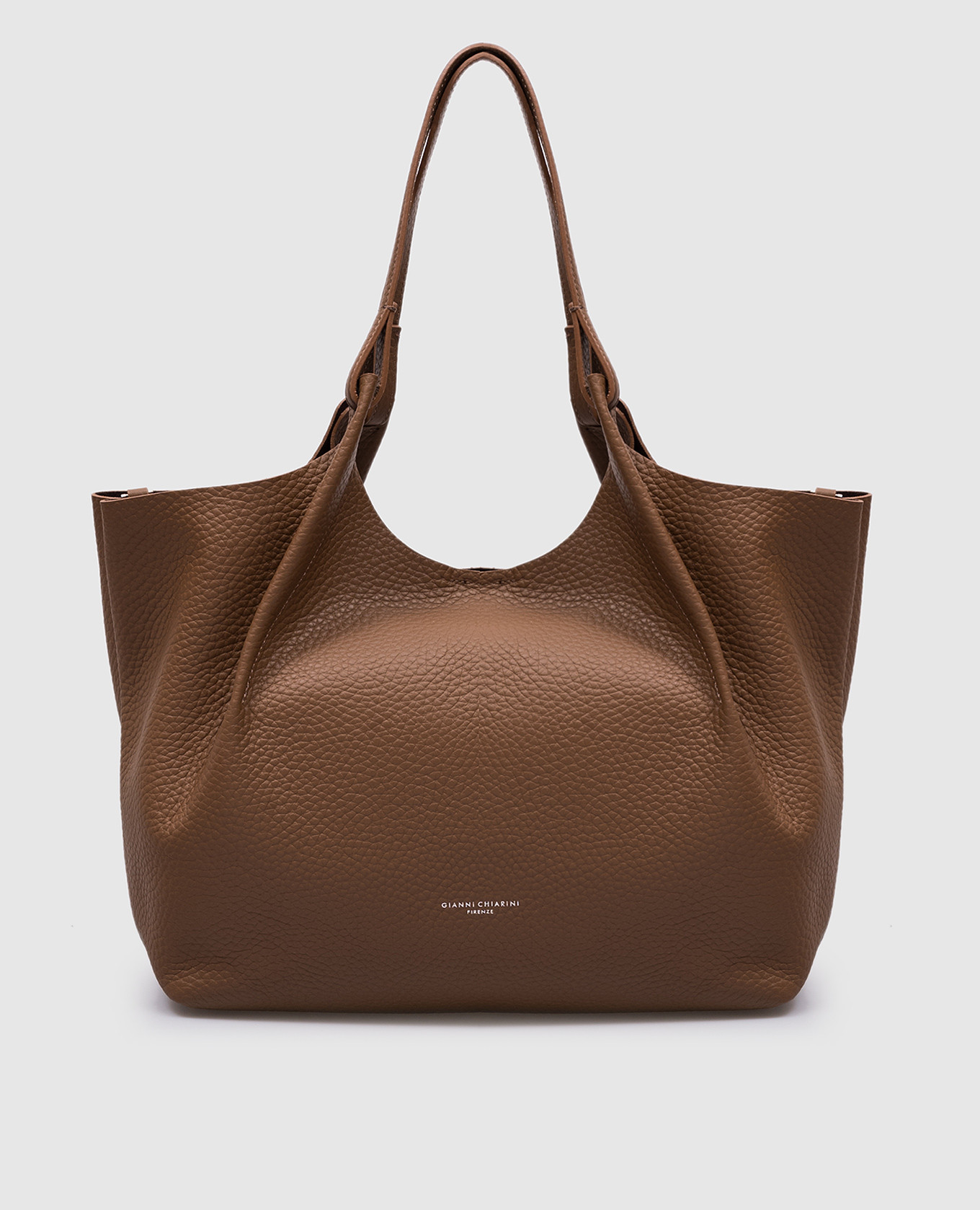 

DUA brown leather tote bag with logo Gianni Chiarini, Коричневый