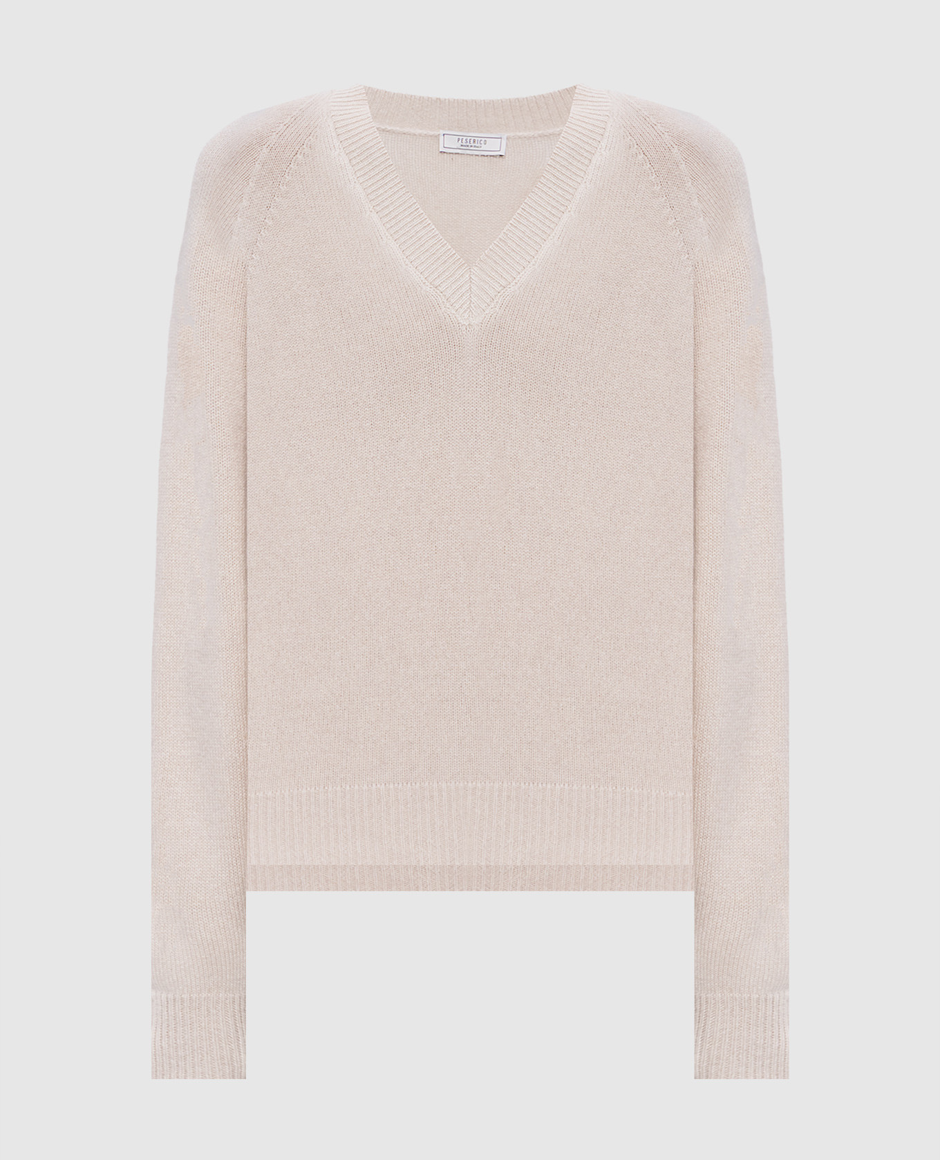 Beige wool, silk and cashmere pullover