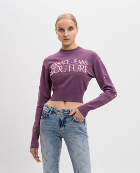 Versace Jeans Couture Purple cropped jumper with logo 77HAFM30CMN60
