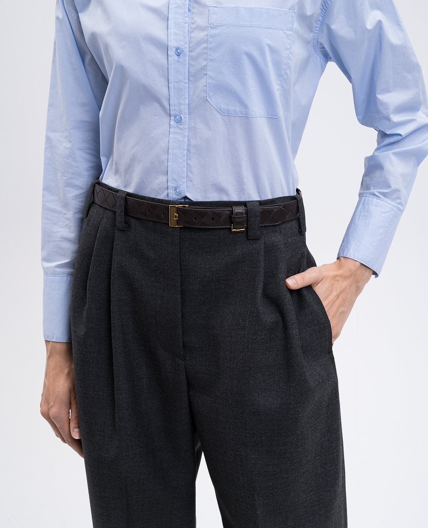 

Brown leather belt with weaving Bottega Veneta
