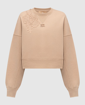 Ermanno Scervino Beige sweatshirt with applique D461M303RLGKRA