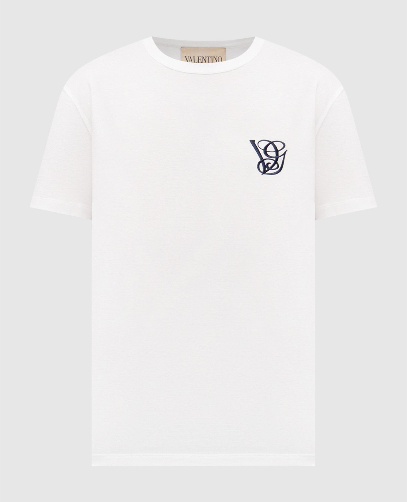 

White T-shirt with embroidered monogram logo Valentino