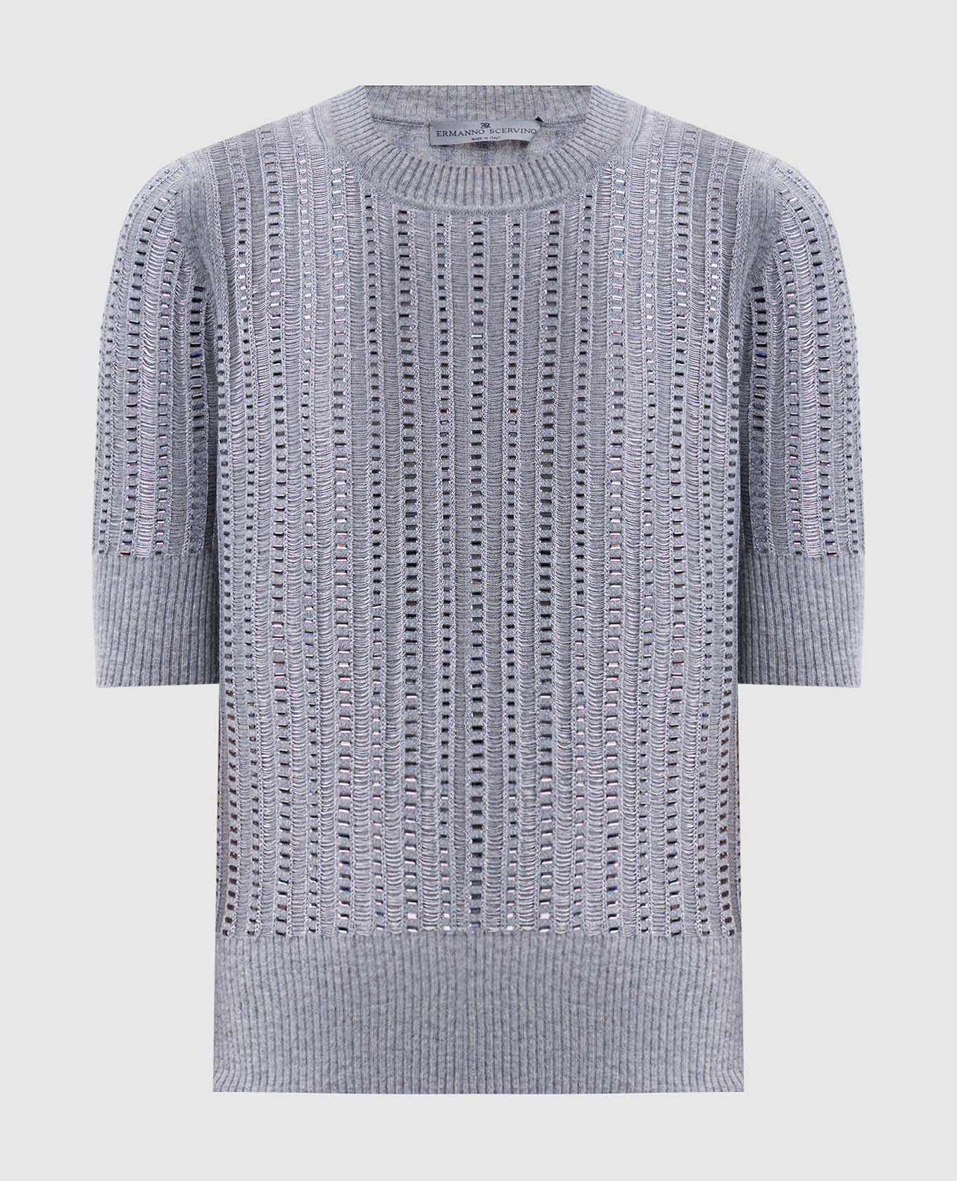 Gray wool and cashmere top with crystals Ermanno Scervino