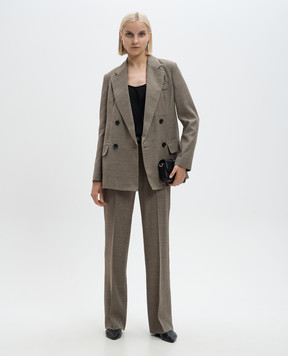 PROENZA SCHOULER Hadley brown double breasted mélange jacket with linen R2432005AY185