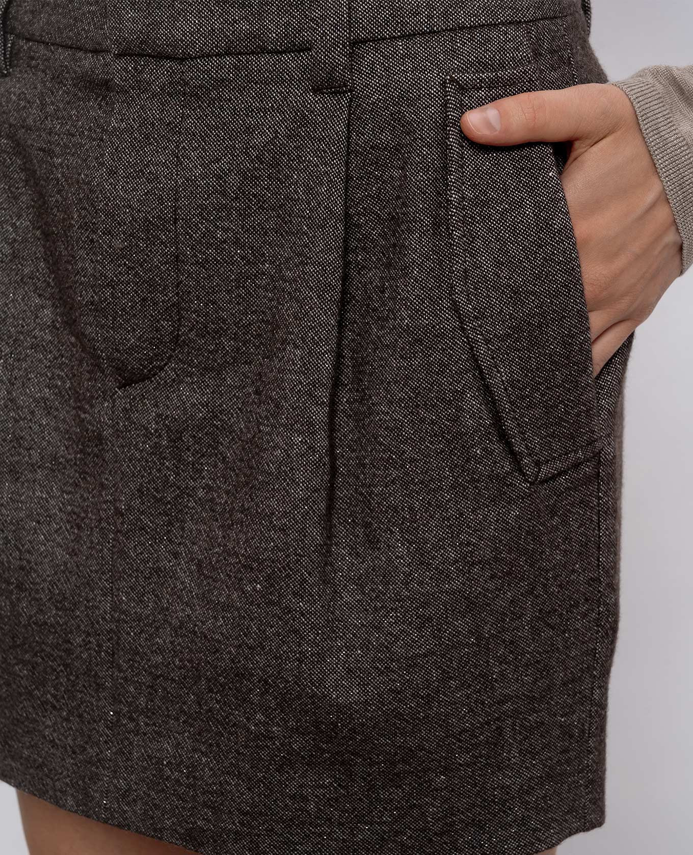 

Brown wool and linen mini skirt Brunello Cucinelli