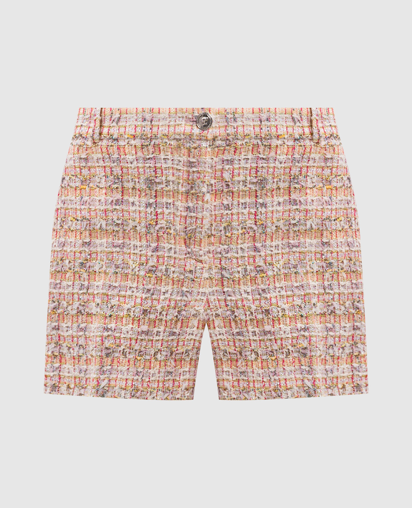 

Pink tweed check shorts Versace