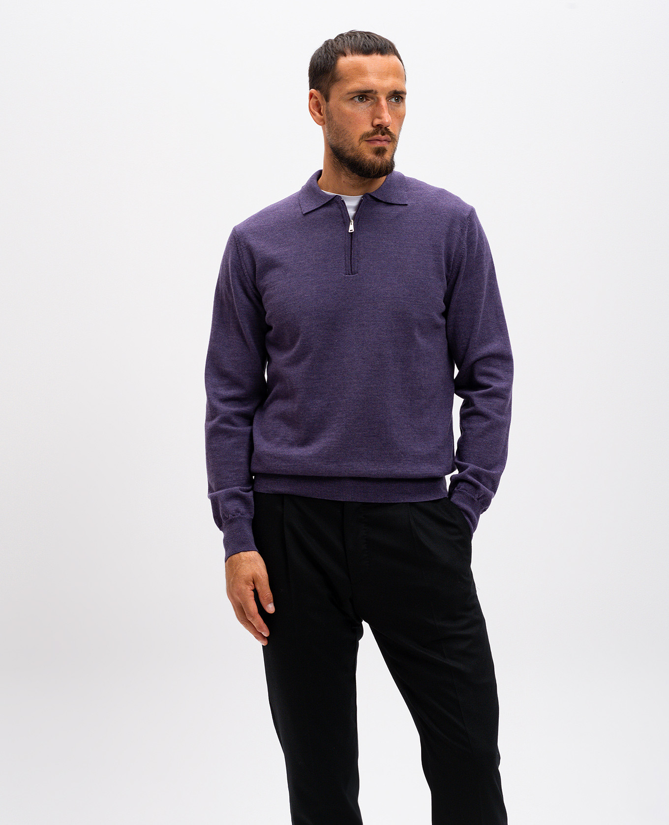 

Purple merino wool polo shirt Cashmere&Whiskey, Violet